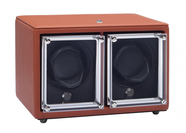 UN9001 - double watchwinder with 2x ROTOBOX modules in TAN-leather