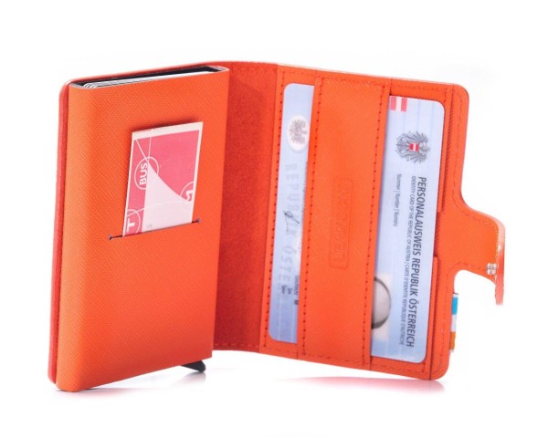 CC13 | Porte-cartes Tech-Wallet cuir ORANGE
