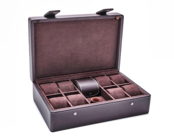 Collector's watch-box for up to 9, incl. watchmakers' tools watches in PU-leather